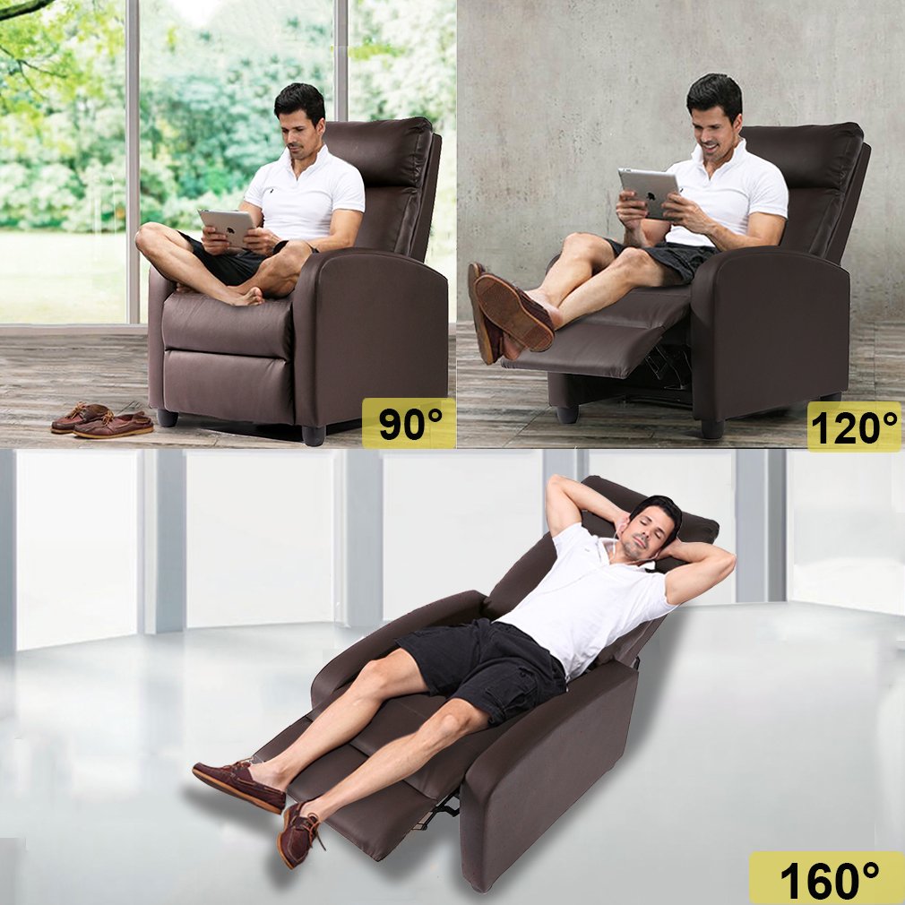 BestMassage | Recliner Chair | No Massage Function | Pu Brown | with Lumbar Support, Adjustable Push Back, Wide Armrests, Footrest & Padded Seat | Easy Assembly | for Living Room, Home Theatre BestMassage