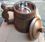 Etno Motif Handmade Wooden Beer Mug with Lid. Capacity: 20 oz (600ml). Wooden Beer Mug Eco Friendly - Wooden Beer Mug with Metal Insert - Great Gift for Dad on His Special Day! Etno Motif