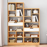 IOTXY 71-Inch Tall Scandinavian Open Shelf Bookcase with 10 Cubes and Drawer in Maple Yellow IOTXY