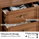 Chrangmay Dresser for Bedroom with 9 Drawers,63" Wide Modern Chest of Drawers with Metal Handle,Wooden Dresser TV Stand,Wood Closet Clothes Storage Organizer for Living Room,Hallway,Umber Chrangmay
