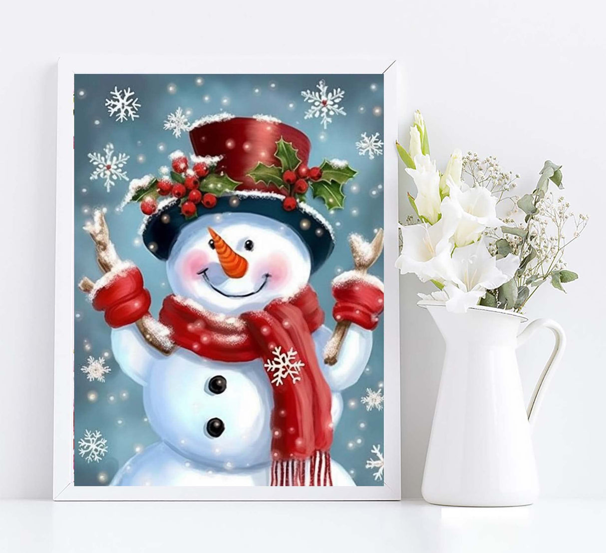 Diymood Paint by Numbers for Adults Christmas, DIY Oil Painting Snowman Acrylic Paint by Number Kits for Kids Adults Beginner for Home Elder Wall Decor 16x20 Inch Diymood