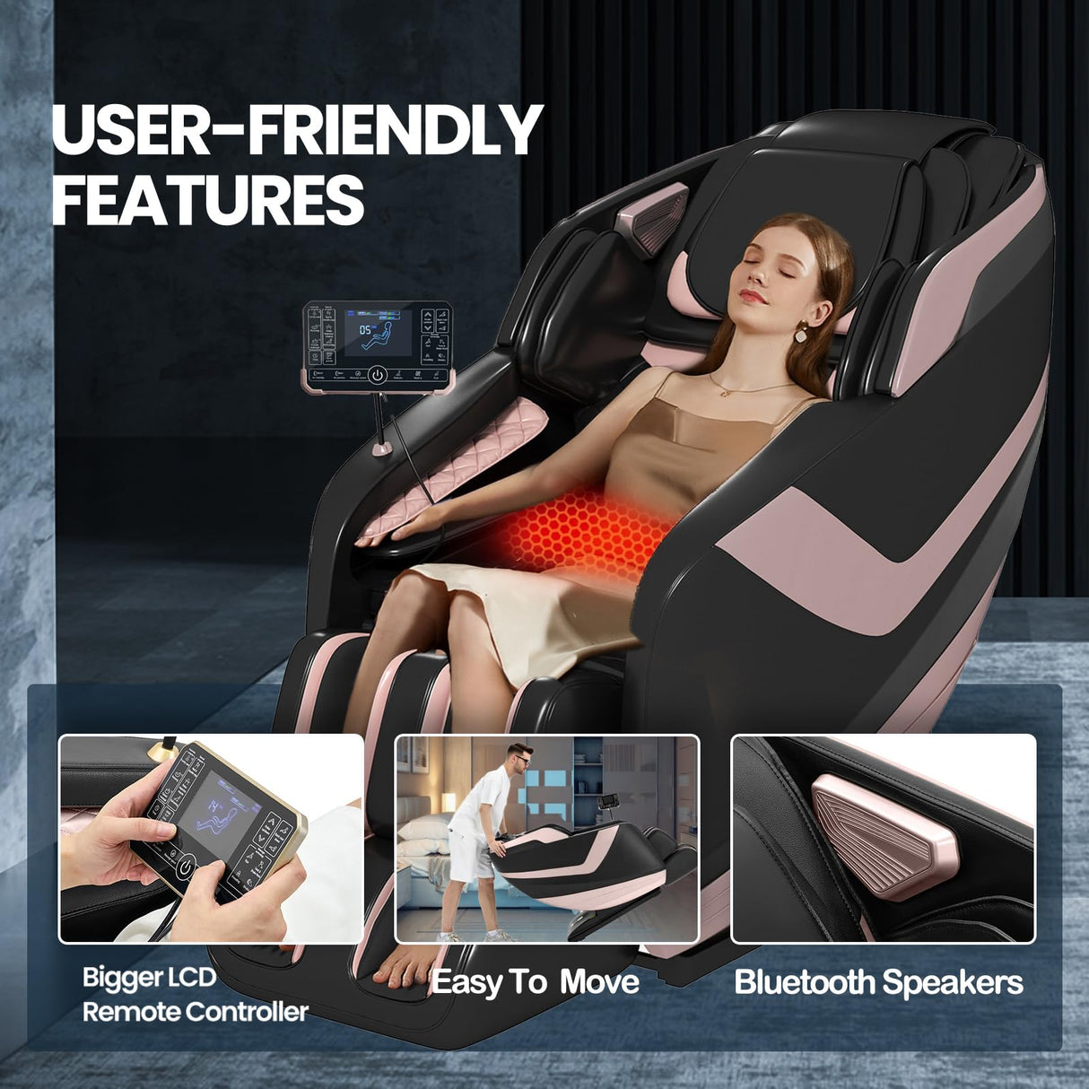 Artist hand Massage Chair Full Body, Zero Gravity Massage Chair, Dual Core SL-Track Massage Recliner Chair with Bluetooth Speakers, Full Body Airbag Compression, Heating, Foot Rollers, Black & Gold Artist hand