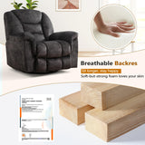 ANJ Rocking Recliner Chair Oversized Swivel Rocker Recliners, Comfy Glider Rocking Chairs for Big Man, Extra Wide Recliners Overstuffed Reclining Chair for Living Room, Grey ANJ