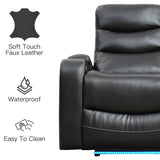 Electric Power Recliner Chair with LED Lights, Home Theater Seating with Swivel Tray Table, Faux Leather Recline Single Sofa Chair for Living Room with Hidden Arm Storage, Cup Holders, Black, 1 Piece Comfort Stretch