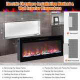 Electric Fireplace, 50 Inch Wall Mounted Fireplace Heater with Adjustable Flame Color, Compatible with WiFi & Remote, Recessed/in-Wall Recessed Fireplace Insert, Touch Screen, Low Noise, 12Hrs Timer Euker
