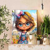DIY Paint by Numbers for Adults Little Girl with Bright Eyes Painting Acrylic Paint Oil Painting African American Girl Painting Kits Eiffel Tower Canvas Art Bedroom Decor 16x20 Inch（Without Frame） TUMOVO