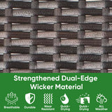 SAILARY Outdoor Wicker Patio Dining Chairs with Padded Cushions Set of 2: Porch Rattan Chairs Club Chairs with High Back and Deep Seating 350lbs, Brown SAILARY