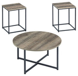 Signature Design by Ashley Wadeworth Urban Wood Grain 3-Piece Table Set, Includes 1 Coffee Table and 2 End Tables, Brown & Black Signature Design by Ashley