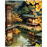 Oriental Paint by Numbers Kit for Adults - DIY Peaceful Japanese Garden Painting on Canvas 16x20 Inches, Acrylic Paint Set, Suitable for Beginners, Zen Art for Home Decoration or Gifts TAOPAOLAB
