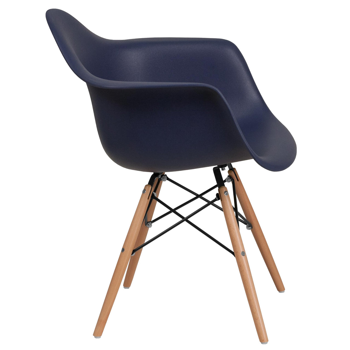 Flash Furniture Alonza Series Navy Plastic Chair with Wooden Legs Flash Furniture