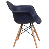 Flash Furniture Alonza Series Navy Plastic Chair with Wooden Legs Flash Furniture