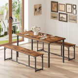 MAHANCRIS Dining Bench, 47.2 Inch Dining Table Bench, Rustic Kitchen Bench, Easy to Assemble, Steel Frame, for Kitchen, Living Room, Bedroom, Rustic Brown and Black TBHR0201 MAHANCRIS