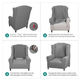 YEMYHOM 1 Piece Stretch Wingback Chair Slipcover Latest Jacquard Design Wing Chair Cover Non Slip Furniture Protector with Foam Rods for Living Room (Wing Chair, Light Gray) YEMYHOM