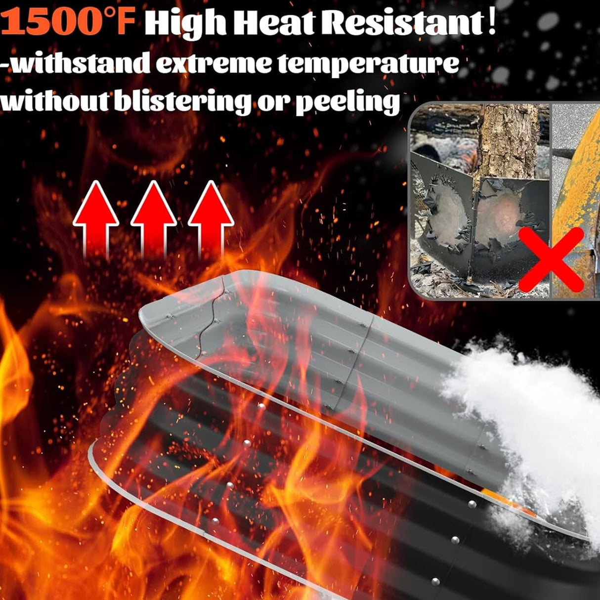 Fire Pit Ring - 48In Large Firepits for Outside,Wood Burning Durable Steel Fire Pit,Outdoor Fireplace Portable for Camping,Backyard,Bonfire,Patio-Square FCCRETA