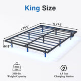 HAVONIZD Floating Bed Frame King with LED Lights and Charging Station - 8 inch Platform Bed Frame No Box Spring Needed, Easy Assembly HAVONIZD