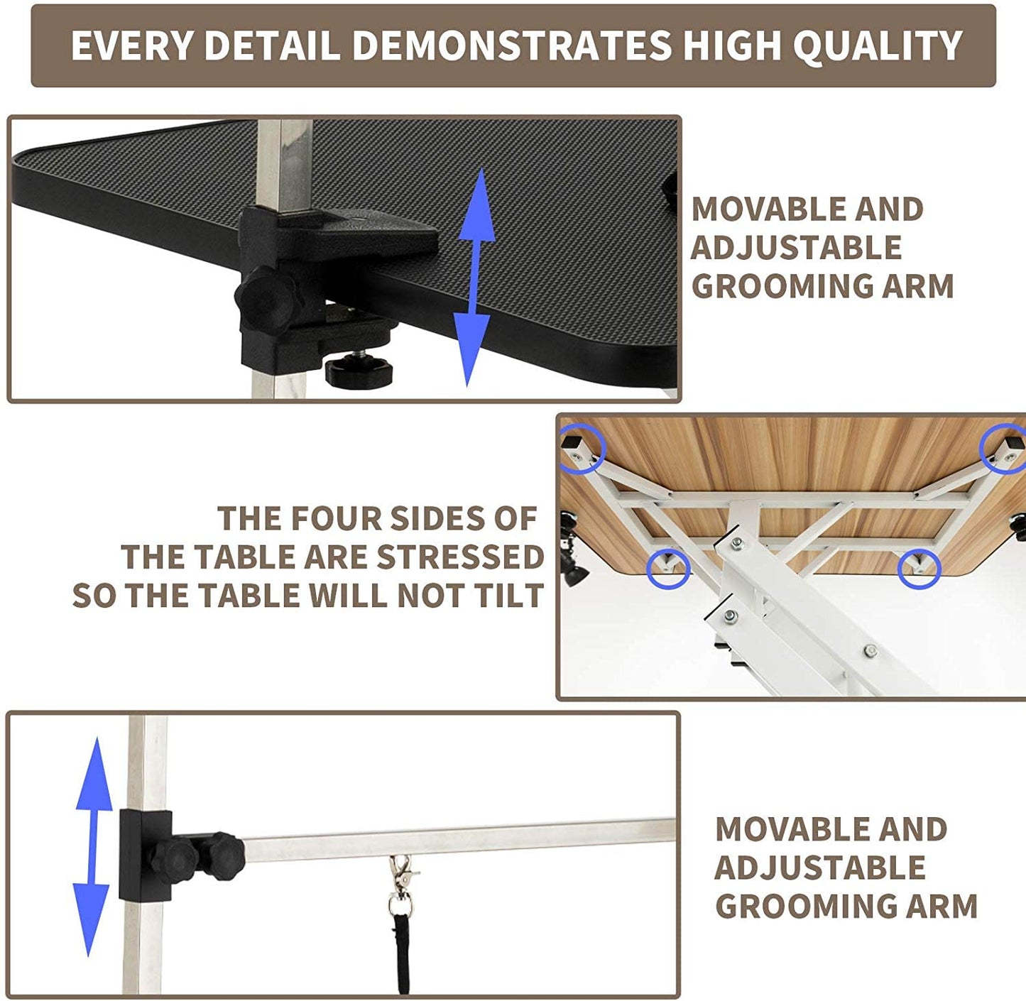 JINTANGLI PET Hydraulic Pet Dog Grooming Table for Dogs & Cats, Heavy Duty Large Groomming Table with Adjustable Arm Noose, Maximum Capacity Up to 300lbs, 42.5inch, Black