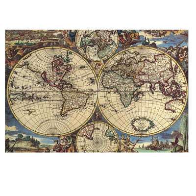 Queenie® Creative 1000 Piece Ancient Map World Globe Earth Planet Abstract Art Picture Christmas Birthday DIY Gifts Wooden Jigsaw Puzzles, Finish Size 30x20 inches