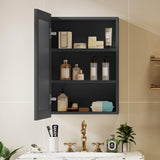 JBLCC Medicine Cabinet with Mirror (Full Assembled), 16''x22'' Aluminum Bathroom Mirror with Storage, Wall Mounted or Recessed Medicine Cabinet, Black JBLCC