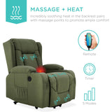 Best Choice Products PU Leather Electric Power Lift Chair, Recliner Massage Chair, Adjustable Furniture for Back, Legs w/ 3 Positions, USB Port, Heat, Cupholders, Easy-to-Reach Side Button - Olive Best Choice Products