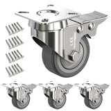 2" Caster Wheels Set of 4 Heavy Duty Plate Casters with Brake 2 inch Dual Locking Castors and No Noise TPR Rubber Wheel No Floor Marks Silent Castor Swivel for Furniture 4 Pack up 440Lbs, Free Screws LEE TEAM RISE