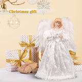 Christmas Tree Topper with Lights | 12.5 inch White Angel Tree Topper | Battery-Powered Tree Toppers Christmas Decorations Rcrirth