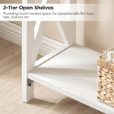 HOOBRO Farmhouse Console Table, Narrow Entryway Table, Sofa Table with 2 Open Shelves, for Hallway, Living Room, White and Greige WG08XG01 HOOBRO