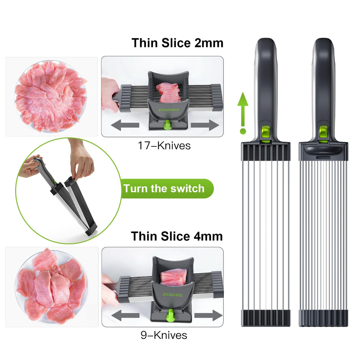 2025 Fresh Meat Slicer Cleaver, Thickness Adjustable 2 or 4 mm, Manual Fresh Meat Cutter, Fresh Meat Slicing Shredding, Fresh Beef Pork Mutton for Home Cooking BBQ Hot Pot Meat Slicer ZTQCSQ