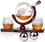 Gifts for Men Dad Christmas, PONPUR Whiskey Decanter Globe Set with 2 Ball Stones & 2 Glasses, Anniversary Birthday Gifts for Him Husband Boyfriend Brother, Cool Stuff Gift for Bourbon Scotch PONPUR