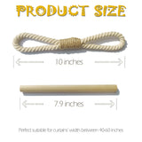 Curtain Holdbacks Boho Tiebacks for Drapes, Farmhouse Jute Rope Cotton Tie Backs with Rustic Wood Club, Curtain Accessories Holders for Indoor Outdoor Use, Set of 4 WARMTONE