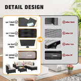 JOYURE 7 Pieces Patio Furniture Set All-Weather Outdoor Wicker Sectional Conversation Sofa Rattan Patio Seating Sofa with Cushion and Glass Table and Ottoman for Porch Poolside,Beige JOYURE