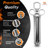 Meat Injectors for Smoking - Stainless Steel Marinade Injector Kit with Case and Window for BBQ, Grilling - 3 Syringe Needles for Injection of Flavor, Sauce - Food Injector for Turkey, Beef, Brisket CookHouse Empire