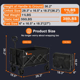 Collapsible Wagon Cart Foldable with 350lbs Weight Capacity, Lightweight Utility Shopping Cart with Wheels, Folding Grocery Wagon Cart Portable for Beach Garden Sports and Camping, Black YSIATN