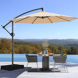 HOMSHADE 10ft Offset Patio Umbrella with Base Included, Cantilever Offset Hanging Patio Outdoor Market Umbrella UPF50+ UV Protection with Easy Tilt and Crank for Pool Deck and Garden (Beige) HOMSHADE