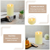 Guluto Rechargeable Candles, 3" x 6", Set of 2, Flameless Candles with Remote and Timer, led Pillar Candles Real Wax 3D Wick, led Ivory Candles for Home, Wedding, Birthday Guluto