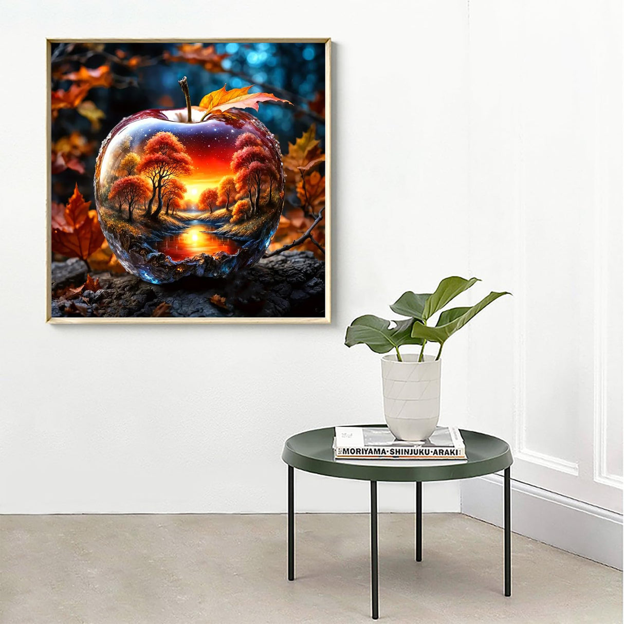 APTDYIGL 5D Autumn Maple Leaf Diamond Painting Kits for Adults Beginner,DIY Sunset Landscape Diamond Art Kits for Adults,Round Full Drill Diamond Dots with Gem Art Kits,Home Wall Decor 15.7X15.7inch APTDYIGL