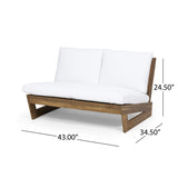 Great Deal Furniture Kaitlyn Outdoor Acacia Wood Loveseat with Cushions, Teak and White GDFStudio