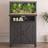 Saudism 20 Gallon Aquarium Stand With Charging Station, Farmhouse Fish Tank Stand, Reptile Tank Stand Terrarium Stand with Drawer and Cabinet Storage, Sturdy Heavy Duty 27.6"×15.7" Tabletop - Black Saudism