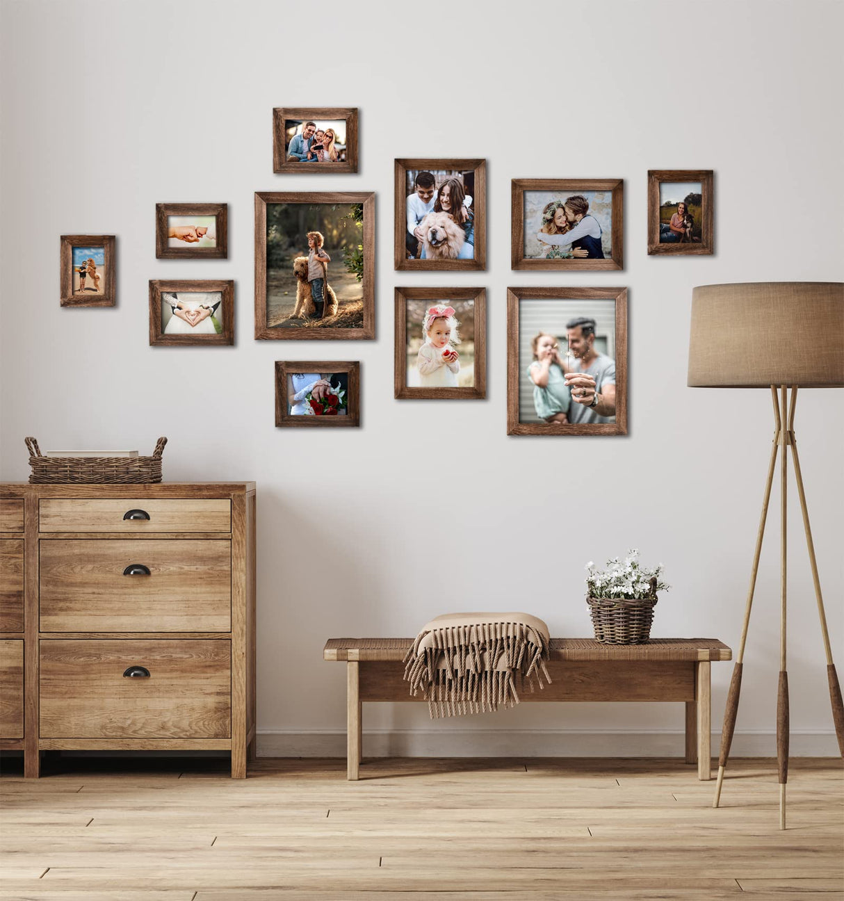 Yaetm 5x7 Picture Frame Distressed Wood, Rustic Solid Wood Photo Frame 5 x 7, Display for Tabletop and Wall, High Definition Glass, Carbonized Black (2 pack) Yaetm