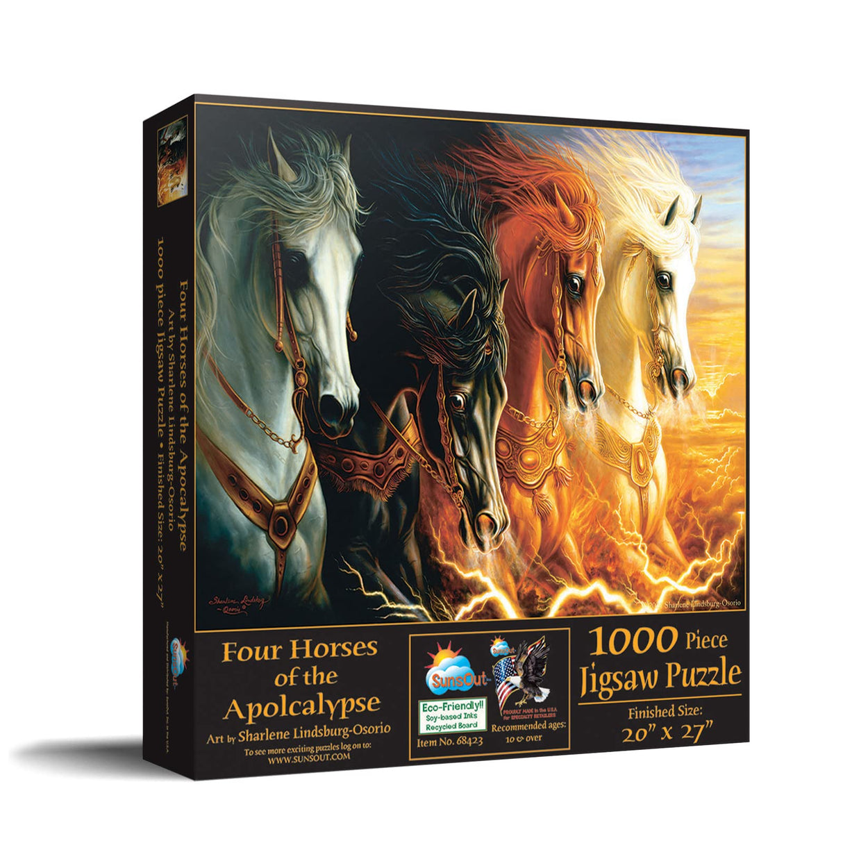 SUNSOUT INC - Four Horses of The Apocalypse - 1000 pc Jigsaw Puzzle by Artist: Lindskog-Osorio - Finished Size 20" x 27" - MPN# 68423 SunsOut