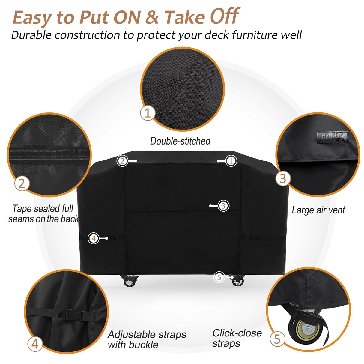 NettyPro Griddle Cover for Blackstone 36 inch Griddle Waterproof UV Resistant 4 Burner Flat Top Gas Grill Cover for Blackstone 36" Griddle Cooking Station and Camp Chef FTG600, Black NettyPro