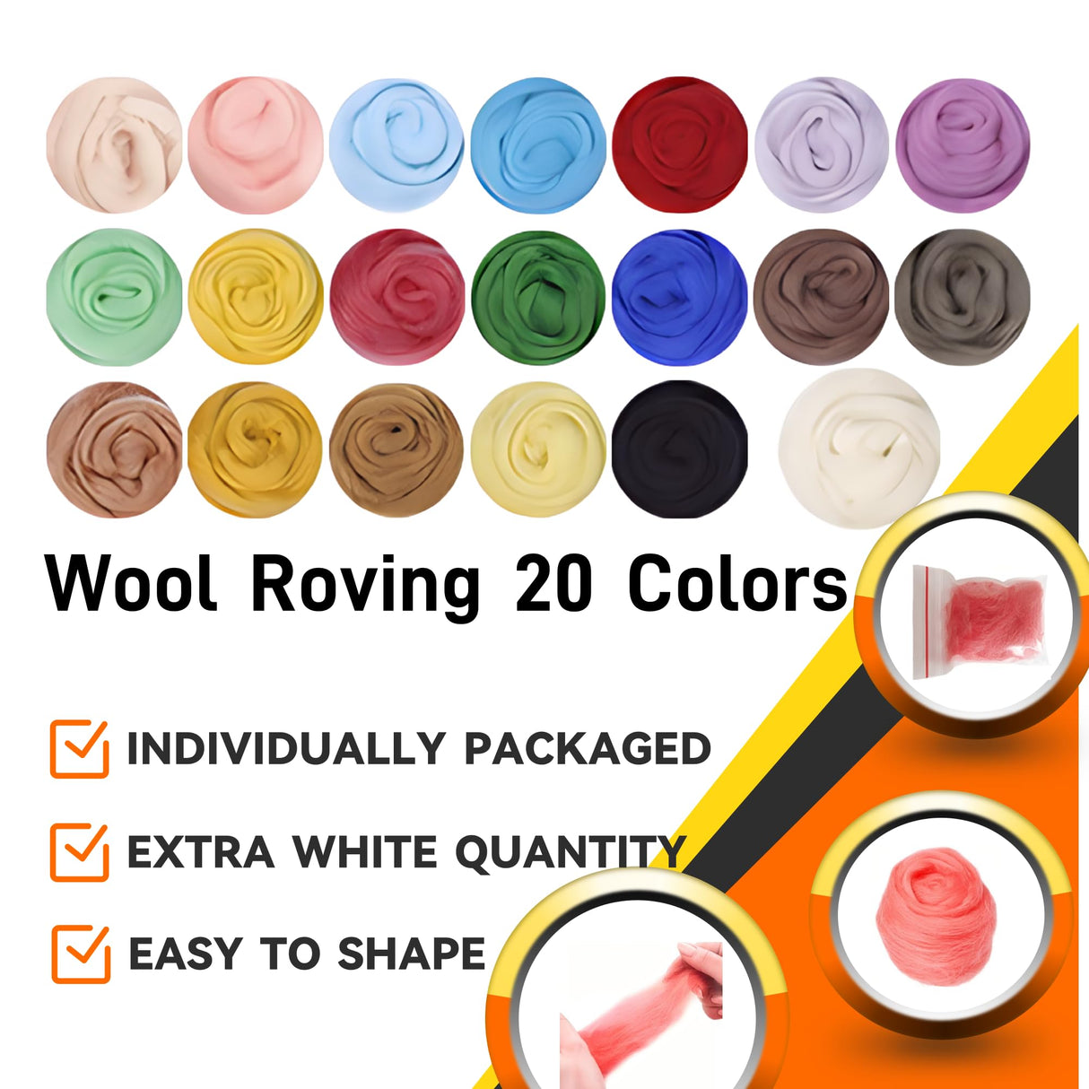 Catopia Needle Felting Kit,Wool Roving 20 Colors Set,Tools for Felted Animal Needle Felting Supplies,Needle Wool Felting Tools Kit Catopia