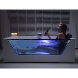 Empava 67 in. Acrylic Alcove Whirlpool Bathtub - Hydromassage Rectangular Jetted Soaking Tub with Center Drain - Waterfall Faucet Empava