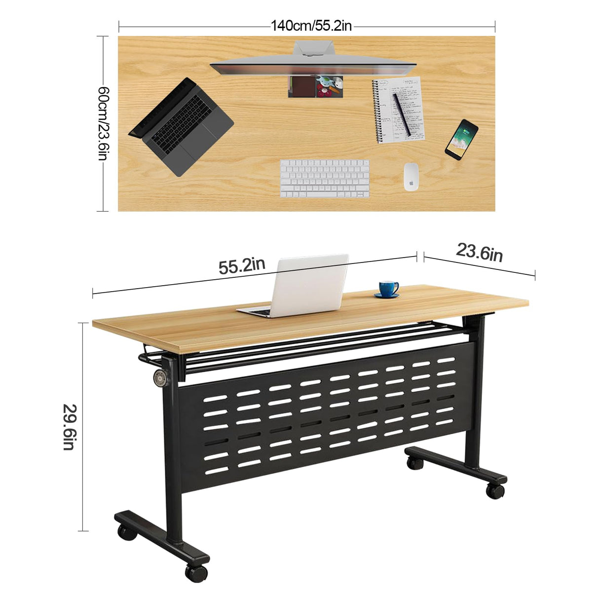 6 Pack Modern Office Folding Conference Table,The Conference Room Table with Caster Wheels,Flip Top Mobile Training Table Foldable Meeting Table for Office,Meeting Room,Classr ZanyCajole