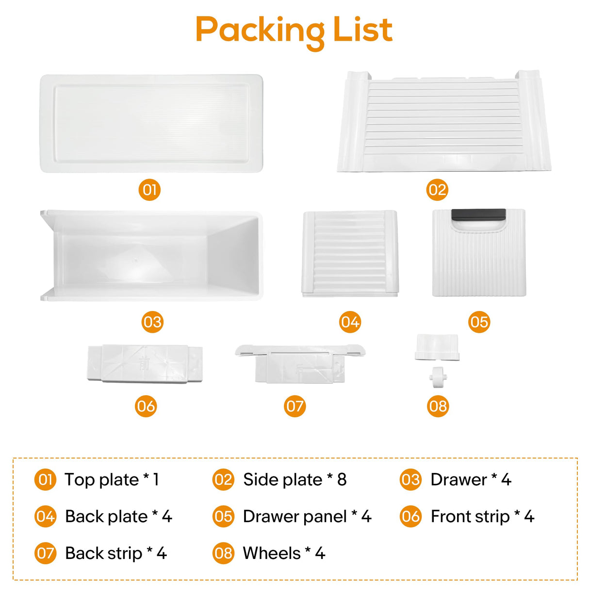 4 Drawers Slim Bathroom Storage Cabinet Dresser, Narrow Plastic Rolling Cart Organizer with Drawers, for Small Spaces, Kitchen, Laundry, Office, Bedroom, White YABORAS