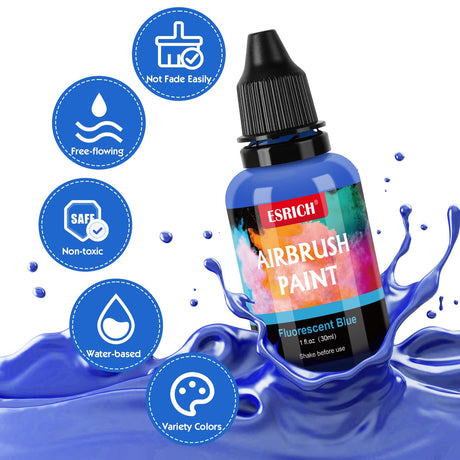 ESRICH Airbrush Paint 26 Colors (1 oz) with 2 Thinner,Air Brush Painting Set Acrylic Ready to Spray, Air Brushes Paint,Water-Based Airbrush Paint Set for Metal,Plastic,Canvas,Wood,Air brush Paint Kit ESRICH