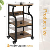 Natwind 3 Tier Printer Stand,Printer Table with Adjustable Storage Shelf, Rolling Printer Cart with Wheels for Home Office Organization,Multifunctional Shelves for Heat Press,3D Printer (Retro) Natwind
