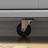 HOMCOM Kitchen Island with Storage, Rolling Kitchen Island on Wheels with Drawer, 3 Cabinets, Stainless Steel Countertop, Spice Rack and Towel Rack, Gray HOMCOM