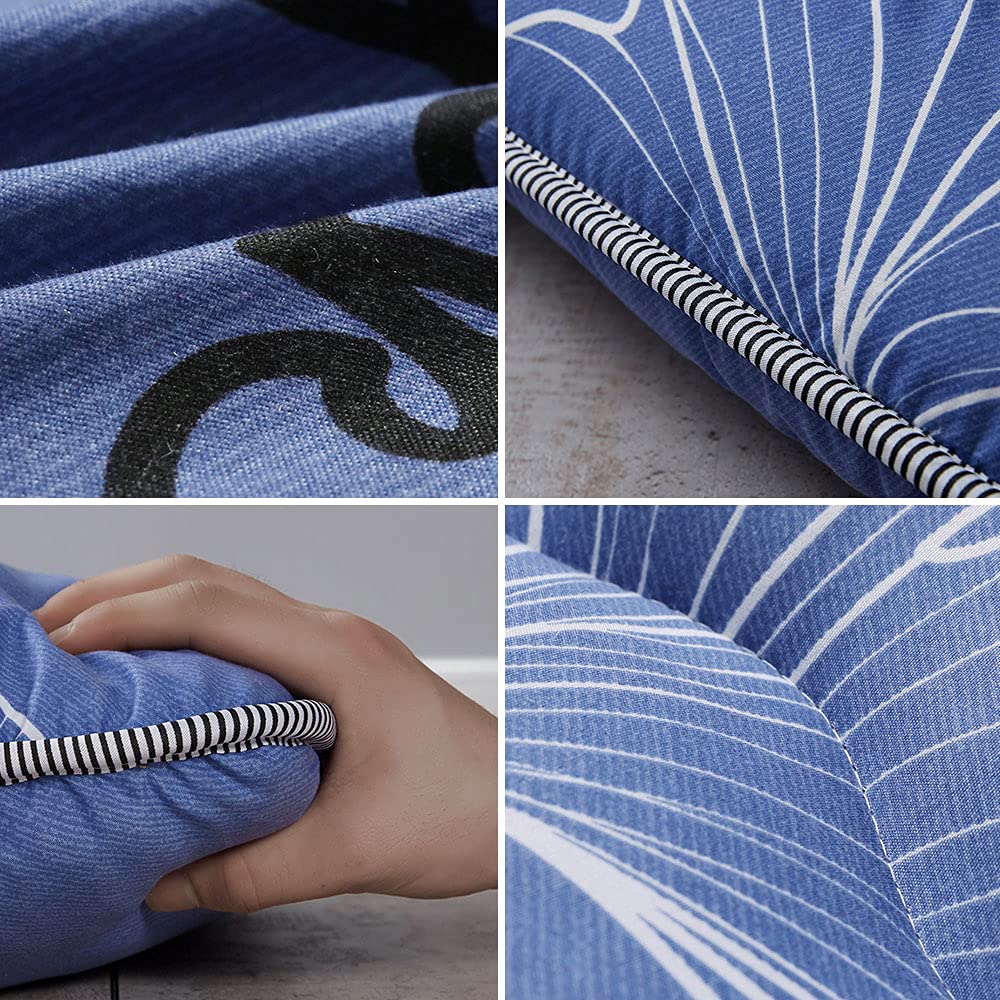 MAXYOYO Leaf Printed Japanese Floor Futon Mattress, Tatami Floor Mat Portable Camping Mattress Kids Sleeping Pad Foldable Roll Up Floor Lounger Couch Bed Queen Size MAXYOYO