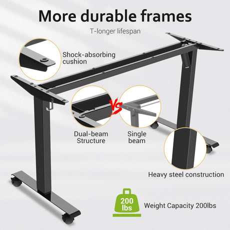 farexon Electric Standing Desk Adjustable Height, 63x24 Inches Computer Desk with Rolling Wheels, Mouse Pad,Multifunctional Stand up Desk for Home/Office(Black) farexon