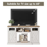 Maupvit Modern Farmhouse TV Stand for 65 Inch TV, Entertainment Center with Storage Cabinets and Adjustable Shelves, Wood TV Media Console Storage Table and Media Furniture for Living Room, Milk White Maupvit